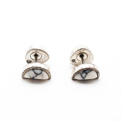 Semi Circle White Howlite Earrings