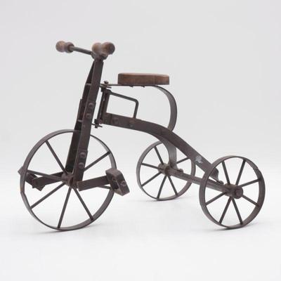 Rustic Metal & Wood Miniature Tricycle Decor