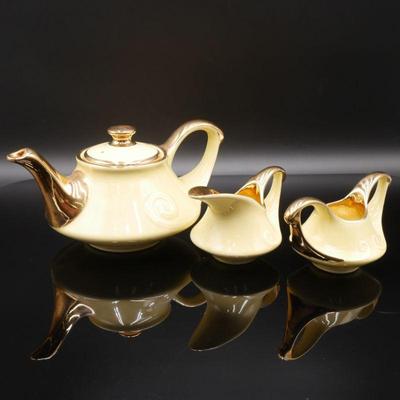 Pearl China Yellow Ceramic w/22K Gold Accents Tea Set