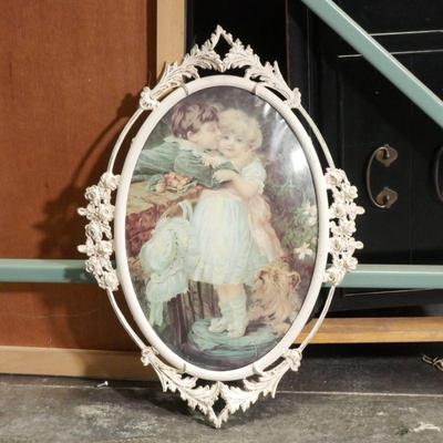 Ornate Metal Convex Bubble Glass Framed Picture