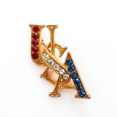 USA Flag Rhinestone Lapel Pin