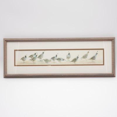 R. Folk NWS Quail Watercolor Lithograph