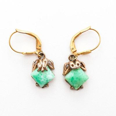 Square Jade Stone Earrings