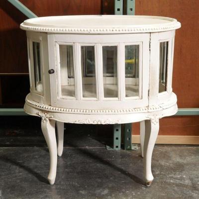 Refurbished Wood & Glass Oval Tea Table