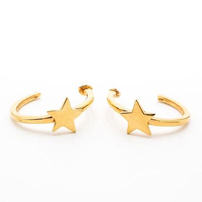 Gold Tone Star Hoop Earrings