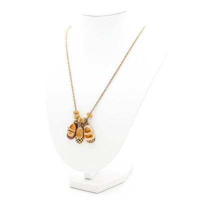 Gold Tone Baby Shoe Charms Necklace