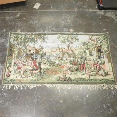 1980's Hand Knotted Wool French Wall Tapestry