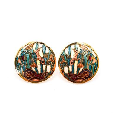 1970s Cloisonne Fish Earrings