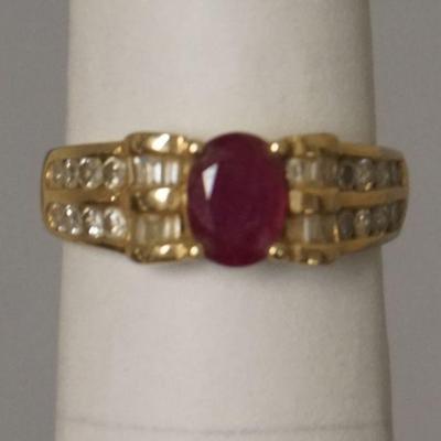1069	GOLD RUBY AND DIAMOND RING, SIZE 6, 2.56 DWT WITH STONES

