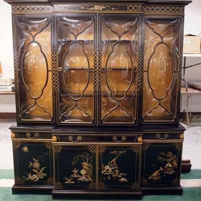1134	KARGES ASIAN BLACK LACQUERD BREAKFRONT, APPROXIMATELY 72 IN X 18 IN X 80 1/2 IN HIGH
