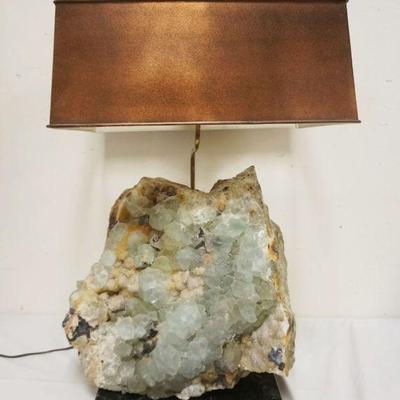 1184	MASSIVE QUARTZ TABLE LAMP ON MARBLE BASE, QUARTZ APPROXIMATELY 7 IN X 16 IN X 17 IN HIGH
