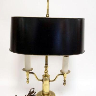 1187	BRASS BOUILLOTE DESK LAMP W/METAL SHADE, APPROXIMATELY 25 IN HIGH

