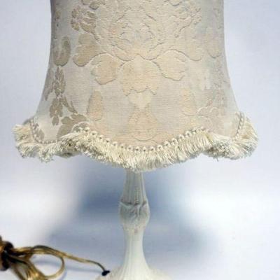 Sale Photo Thumbnail #190: 1190	BOUDIOR LAMP W/CLOTH SHADE, APPROXIMATELY 16 IN HIGH
