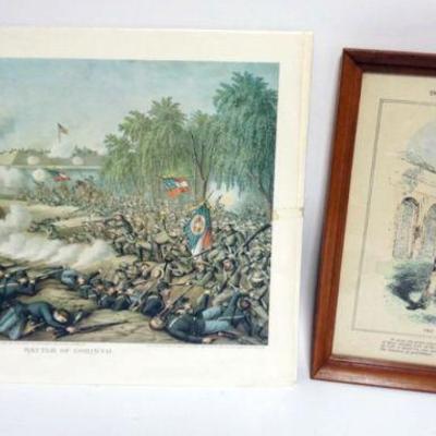 1202	FRAMED PRINTS CONTEMPORARY COPY *THE STUDENT* & BATTLE OF CORINTH, LARGEST APPROXIMATELY 19 IN X 25 IN
