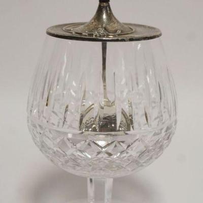 1009	WATERFORD GOBLET W/GORHAM STERLING LID HAVING HANDLED SPOON CENTER, APPROXIMATELY 7 1/4 IN HIGH
