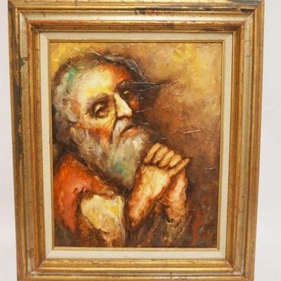 1222	FREDERICK KIRSCH OIL PAINTING ON CANVAS OF A MAN PRAYING, ARTIST SIGNED, APPROXIMATELY 24 IN X 28 IN OVERALL
