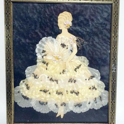 1227	RIBBON ART FRAMED DOLL, APPROXIMATELY 11 IN X 9 IN OVERALL
