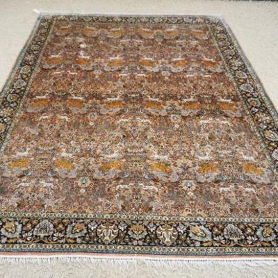 1174	PERSIAN FINE WOVEN SILK RUG W/IMAGES OF ANIMALS, APPROXIMATELY 10 FT X 7 FT
