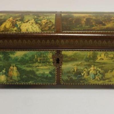 1003	REUGE SWISS MUSIC BOX, DOME TOP BOX W/METAL PAW FEET & SIDE BAILS, 4 TUNES, THE SOUND OF MUSIC, DO-RE-ME, EDELWEISS, CLIMB EVERY...