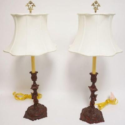 Sale Photo Thumbnail #189: 1189	CHELSEA HOUSE ORNATE TABLE LAMPS, PAIR W/ASIAN INFLUENCE, EACH APPROXIMATELY 28 IN HIGH
