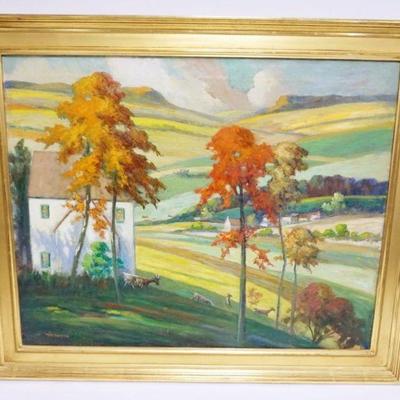 1199	WILL COFFEE PENNSYLVANIA 1873/1969 OIL PAINTING ON CANVAS, LANDSCAPE, APPROXIMATELY 30 IN X 35 IN
