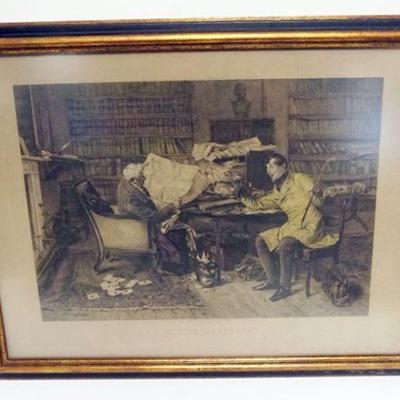 Sale Photo Thumbnail #196: 1196	FRAMED ENGRAVING TITLED *A LITTLE MORTAGE* APPROXIMATELY 21 IN X 27 IN OVERALL
