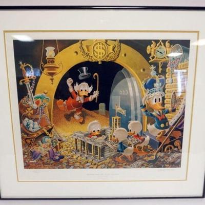 1212	CARL BANKS ARTIST SIGNED WALT DISNEY FRAMED & MATTED PRINT, DONALD DUCK, *HANDS OFF MY PLAYTHINGS* SHARPER IMAGE EDITION...