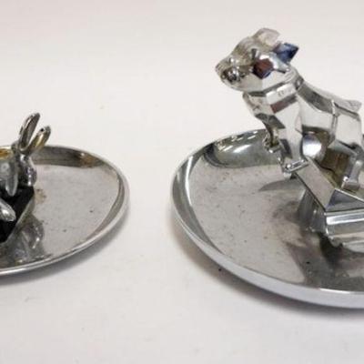 1255	CHROME MACK TRUCK BULL DOG ASH TRAY AND PENGUIN ASH TRAY
