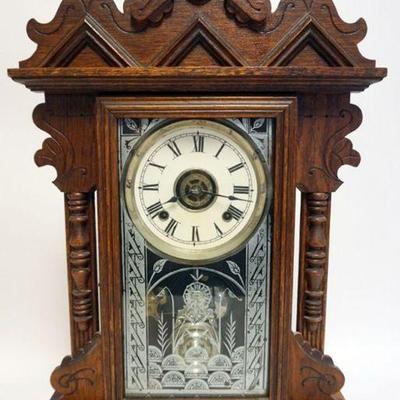 1093	ANTIQUE SHELF CLOCK ANSONIA CLOCK CO W/ALARM, APPROXIMATELY 5 IN X 16 IN X 24 IN HIGH
