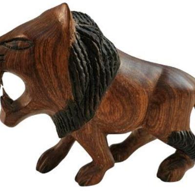 Lot 133 
Hand Carved Wooden Lion Figurine