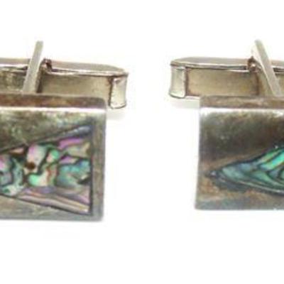 Lot 009   
Sterling silver abalone cufflinks