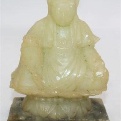 Lot 090   
Carved stone Buddha /Asian figure