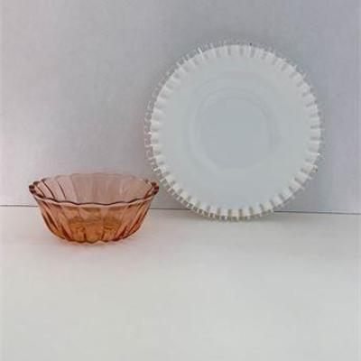 Fenton Silver Crest Plate & Fostoria Captiva Peach Bowl .jpg