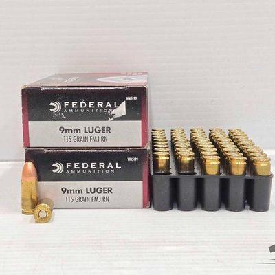 #3036 • NEW!!! (100) Rounds of Federal 9mm Luger Ammo
