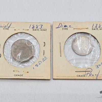 #704 • 1882 Seated Liberty Half Dime & 1883 5 Cent Shield Nickel
