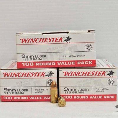 #3026 • NEW!!! (300) Rounds of Winchester 9mm Luger Ammo
