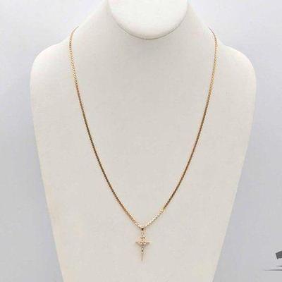 #710 • 14k Gold S Link Chain & Cross Pendant, 9.22g
