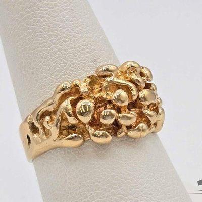 #708 • 14k Gold Nugget Cluster Ring, 7.76g
