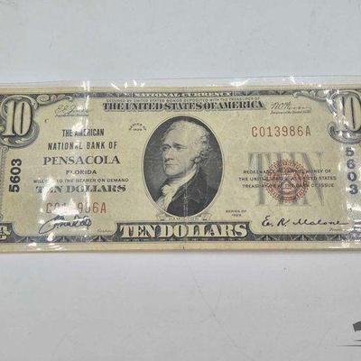 #722 • 1929 $10 Red Seal Dollar Banknote
