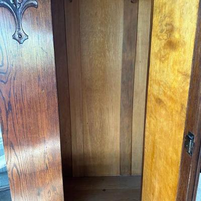 Antique hand carved oak wardrobe armoire1