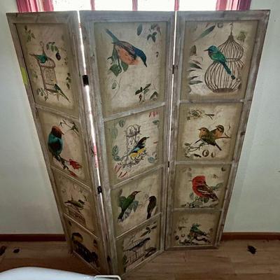 3 panel bird scene room divider