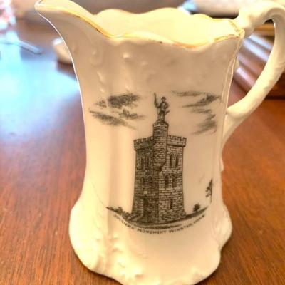 Winsted, Ct. souvenir sm. pitcher, Soldier’s Monument