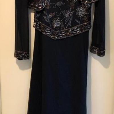 Jkara beaded dress w/ shawl