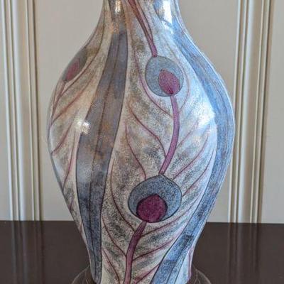 Beautiful quality lamp decorated with peacock feathers