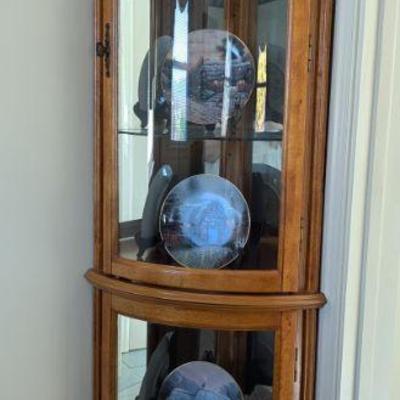 Curved glass vitrine / display case with lights