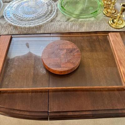 Teak Wood/Glass Cheese Board