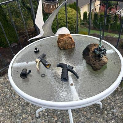 Patio table & yard art