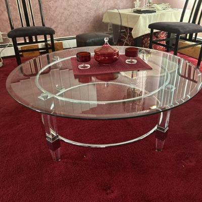 Lucite Glass Top Coffee Table