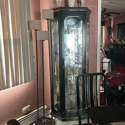 Black Lacquer Glass Curio Cabinet