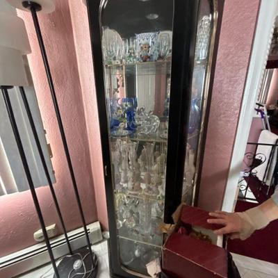 Black Lacquer Glass Curio Cabinet